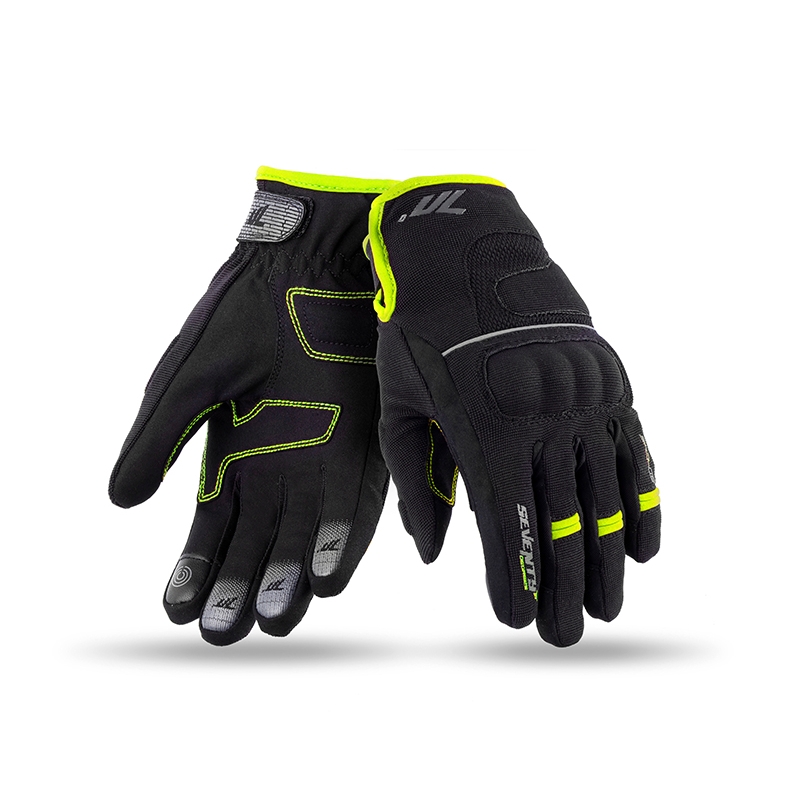 Rukavice na motocykel SEVENTY DEGREES SD-C43 čierno-fluorescenčno žlté