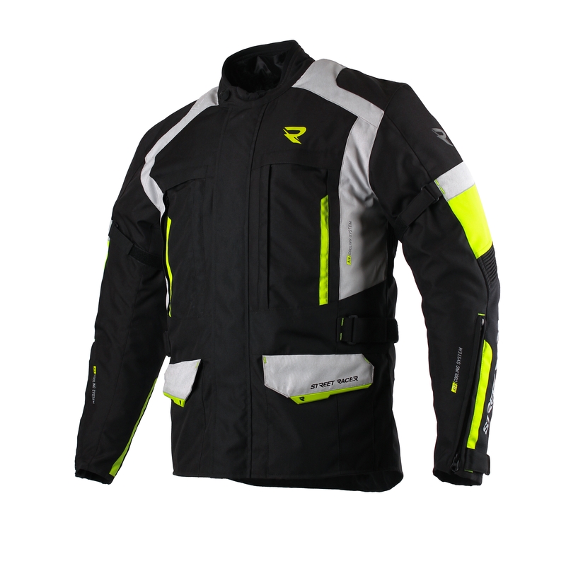 Bunda na motocykel Street Racer Cool čierno-sivo-fluo žltá výpredaj