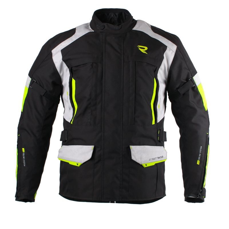 Bunda na motocykel Street Racer Cool čierno-sivo-fluo žltá výpredaj
