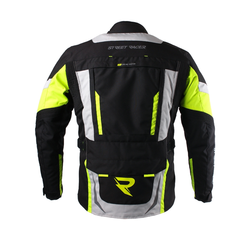 Bunda na motocykel Street Racer Cool čierno-sivo-fluo žltá výpredaj