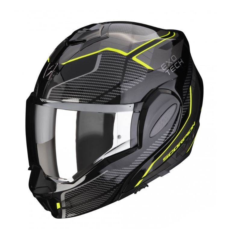 Preklápacia prilba Scorpion EXO-TECH EVO ANIMO čierno-sivo-fluo žltá výpredaj