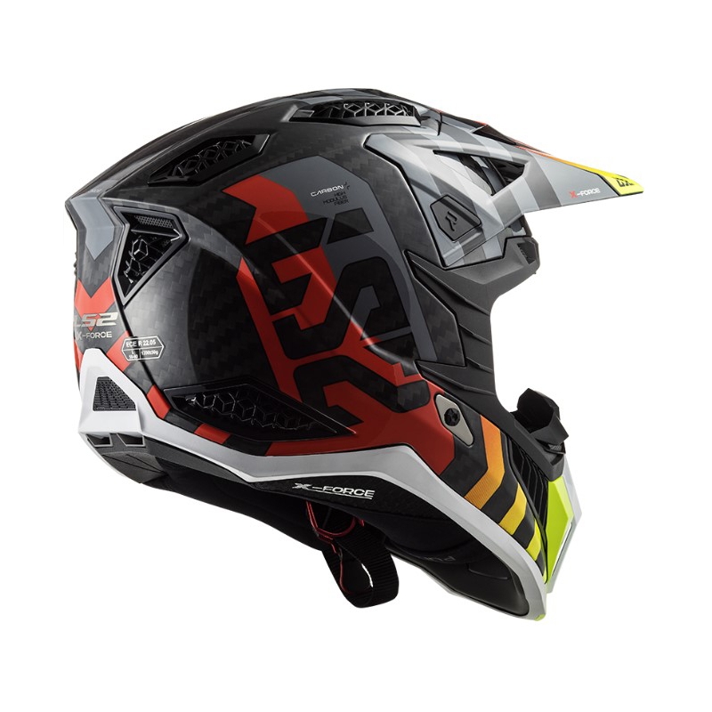 Motokrosová prilba LS2 MX703 C X-Force Barrier H-V čierno-šedo-červeno-žltá