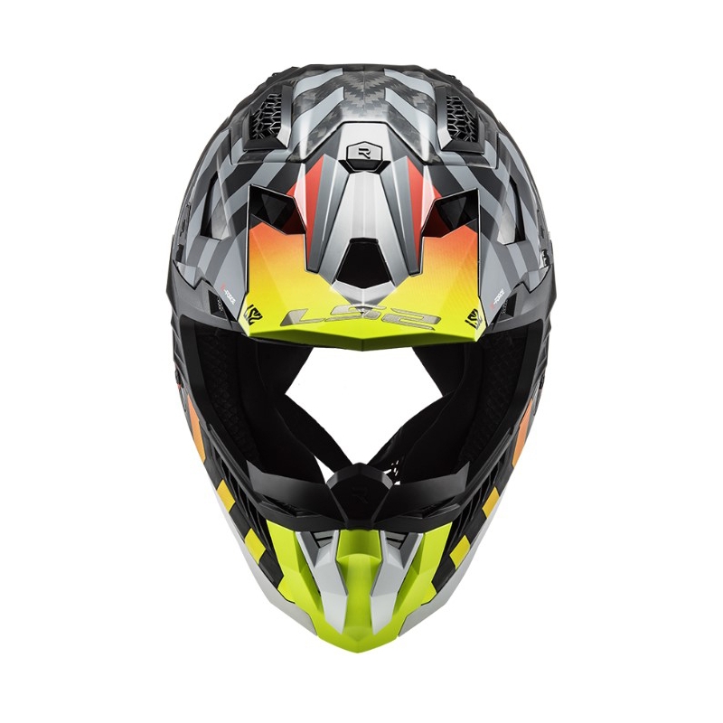 Motokrosová prilba LS2 MX703 C X-Force Barrier H-V čierno-šedo-červeno-žltá