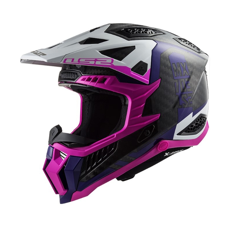 Motokrosová prilba LS2 MX703 C X-Force Victory čierno-bielo-fialovo-ružová