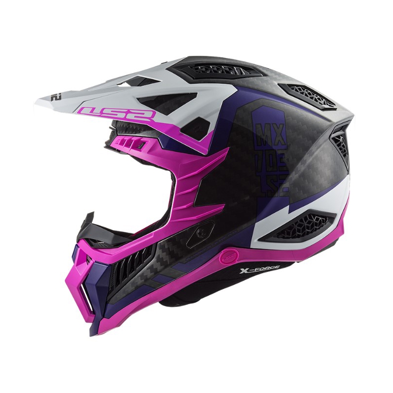 Motokrosová prilba LS2 MX703 C X-Force Victory čierno-bielo-fialovo-ružová