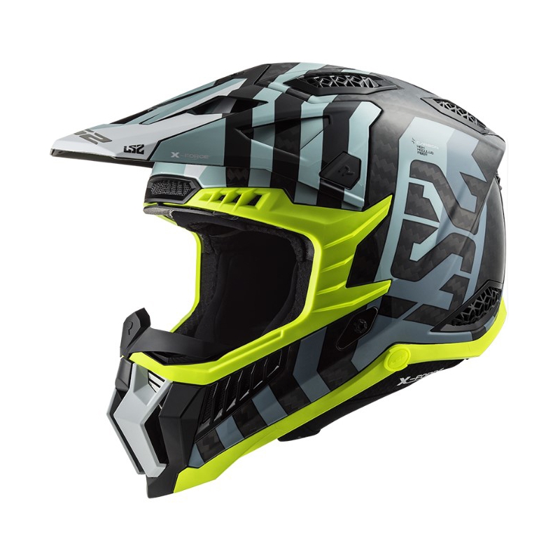 Motokrosová prilba LS2 MX703 C X-Force Barrier čierno-modro-fluo žltá