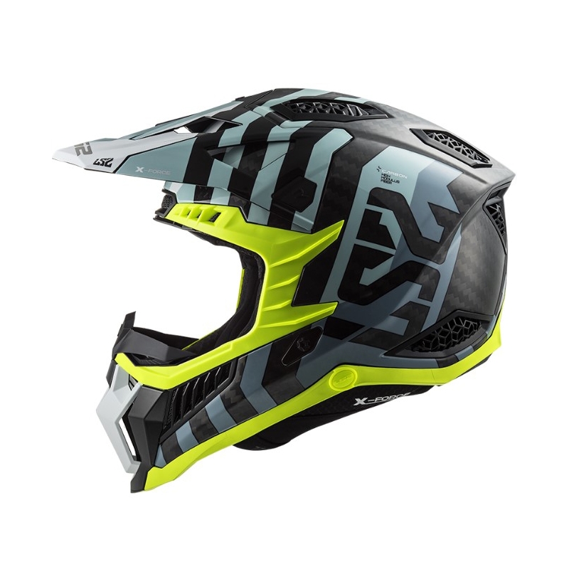 Motokrosová prilba LS2 MX703 C X-Force Barrier čierno-modro-fluo žltá