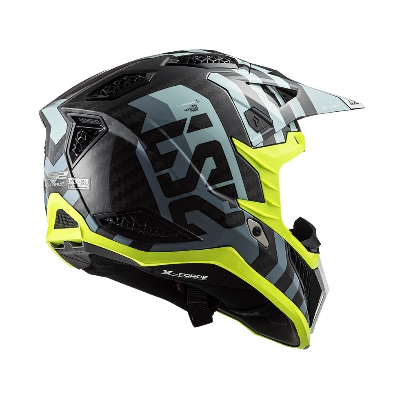 Motokrosová prilba LS2 MX703 C X-Force Barrier čierno-modro-fluo žltá