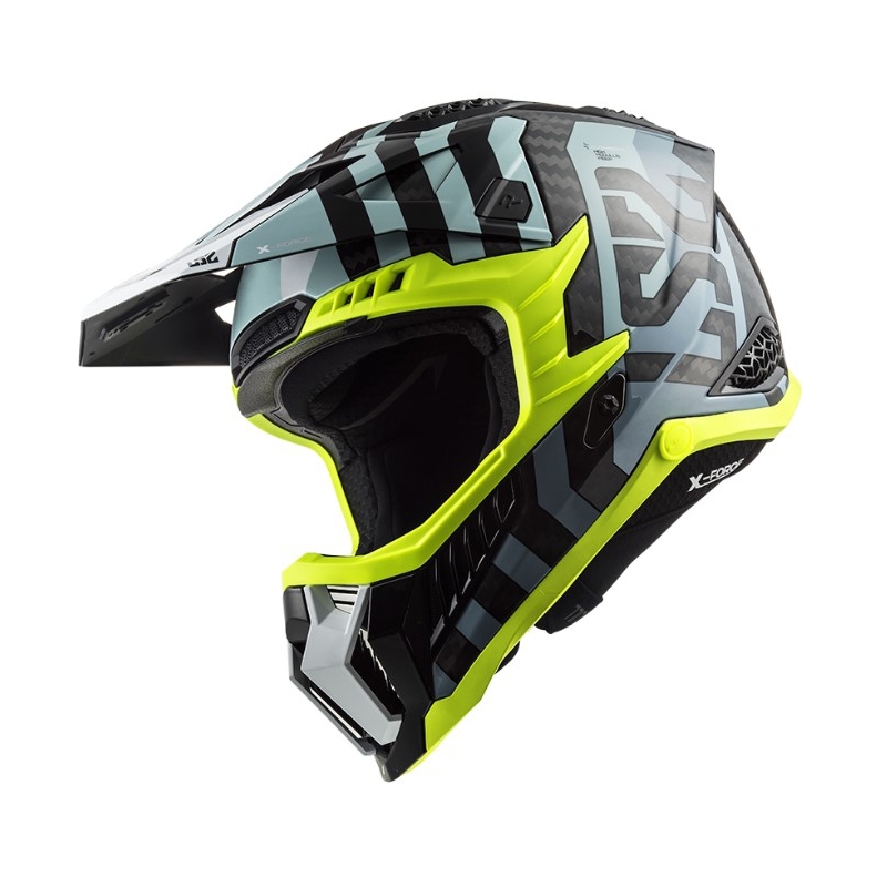 Motokrosová prilba LS2 MX703 C X-Force Barrier čierno-modro-fluo žltá