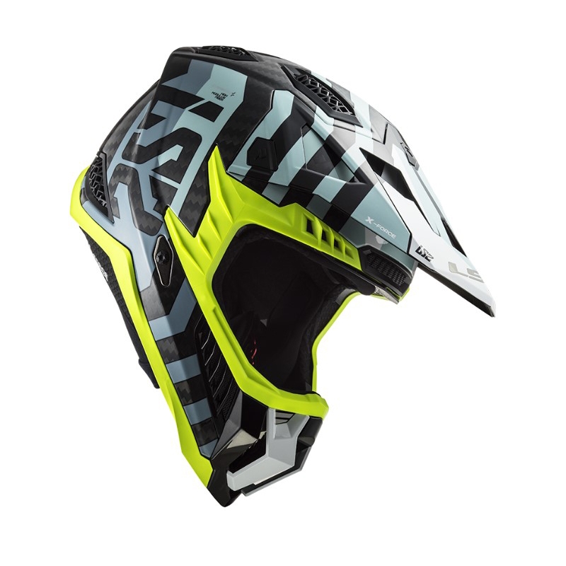 Motokrosová prilba LS2 MX703 C X-Force Barrier čierno-modro-fluo žltá
