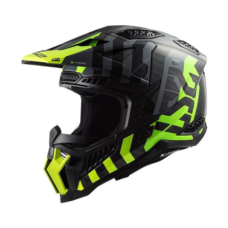 Motokrosová prilba LS2 MX703 C X-Force Barrier H-V čierno-sivo-fluo žltá