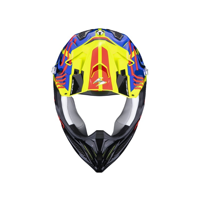 Motokrosová prilba Scorpion VX-22 Air Neox čierno-červeno-modro-fluorescenčno žltá