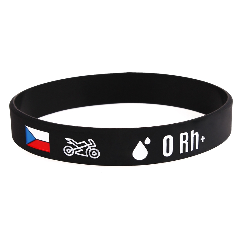 Silikónový moto náramok s krvnou skupinou 0 RH+