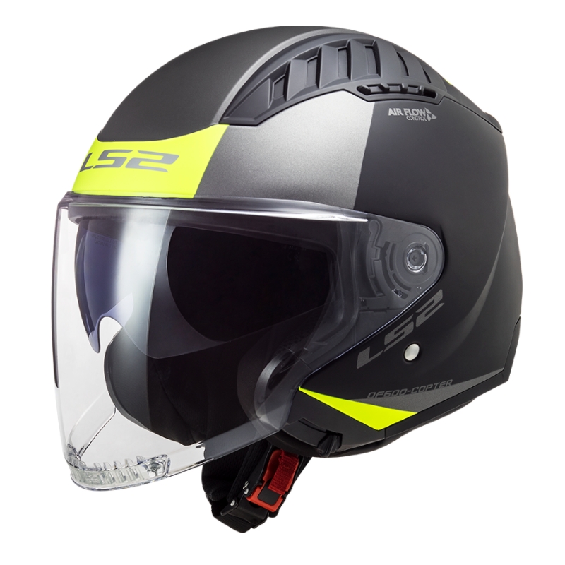 Otvorená prilba na motocykel LS2 OF600 Copter II Urbane 06 čierno-fluorescenčno žltá