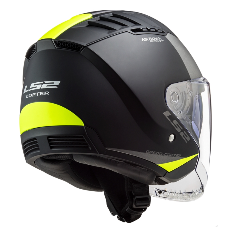 Otvorená prilba na motocykel LS2 OF600 Copter II Urbane 06 čierno-fluorescenčno žltá