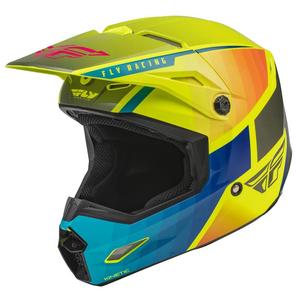 Motokrosová prilba FLY Racing Kinetic Drift modro-fluorescenčno - žlto-šedá