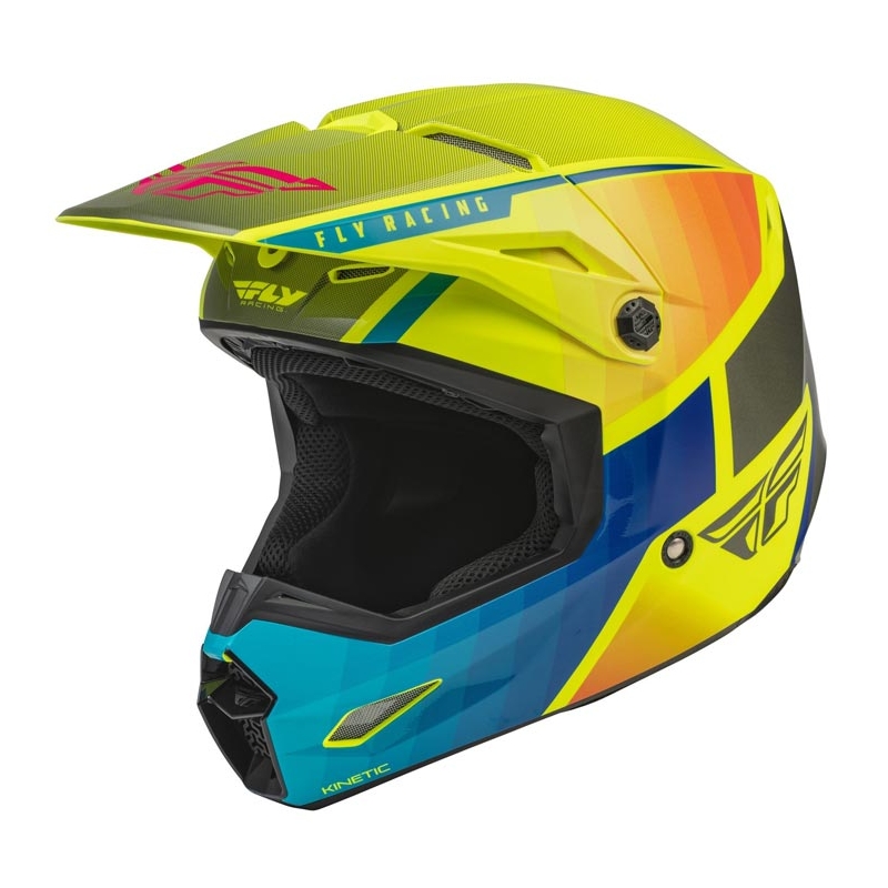 Motokrosová prilba FLY Racing Kinetic Drift modro-fluorescenčno - žlto-šedá