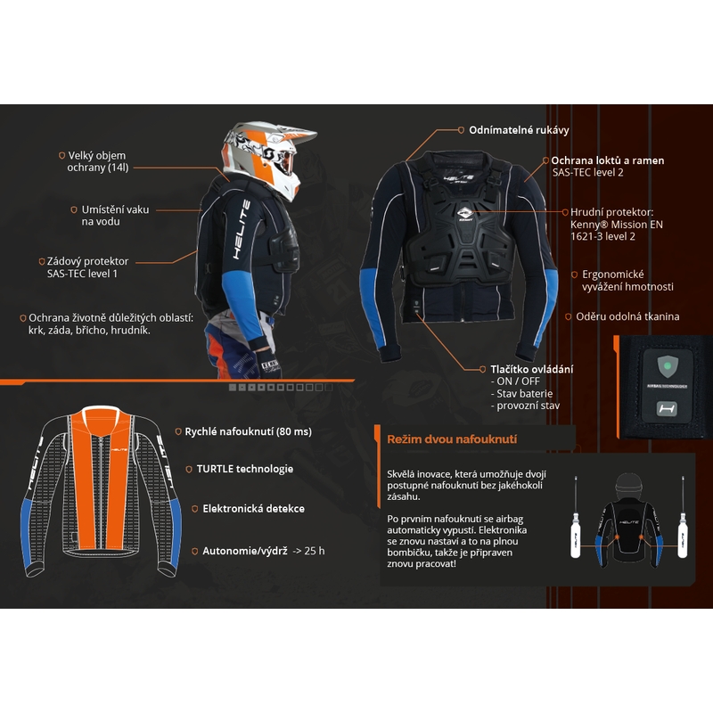 Motocyklový airbag HELITE Airbag Off Road Dakar - vesta