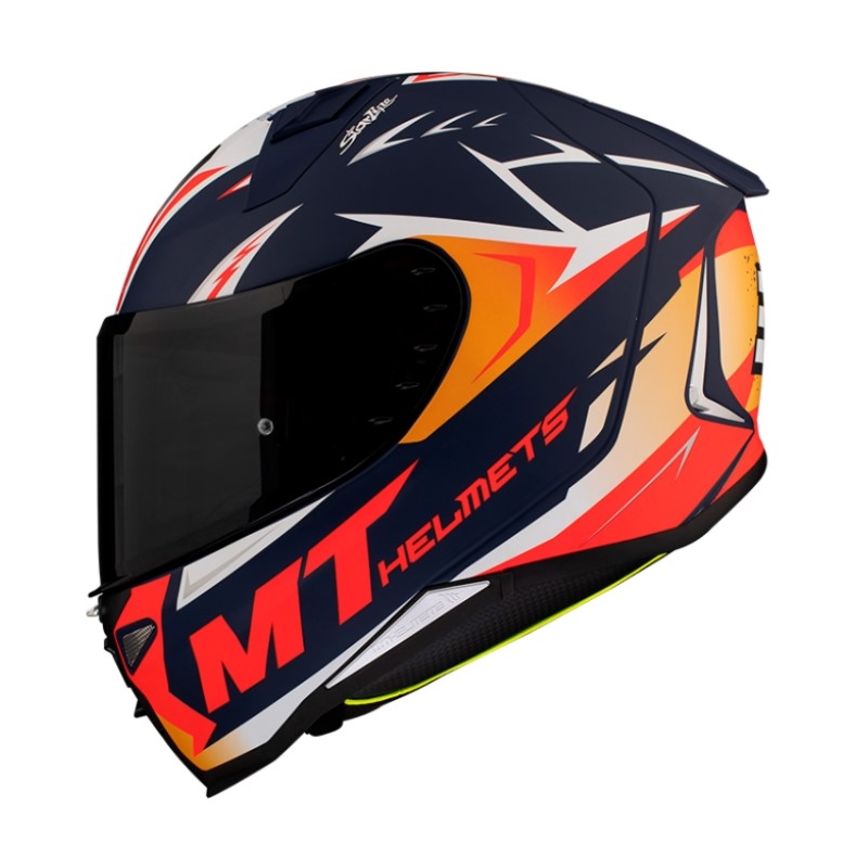 Integrálna prilba na motocykel MT FF110 Revenge 2 Acosta A37 modro-bielo-oranžová matná