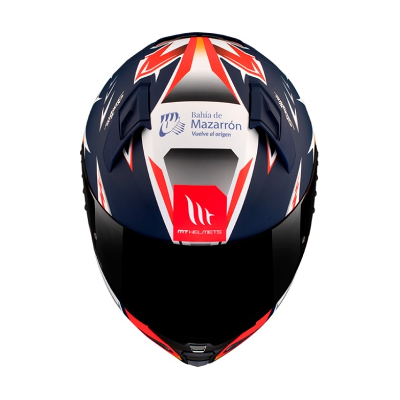 Integrálna prilba na motocykel MT FF110 Revenge 2 Acosta A37 modro-bielo-oranžová matná