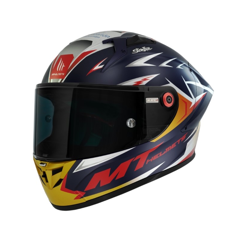 Integrálna prilba na motocykel MT FF103PLUSC KRE+ Carbon Acosta A37 modro-bielo-oranžová matná