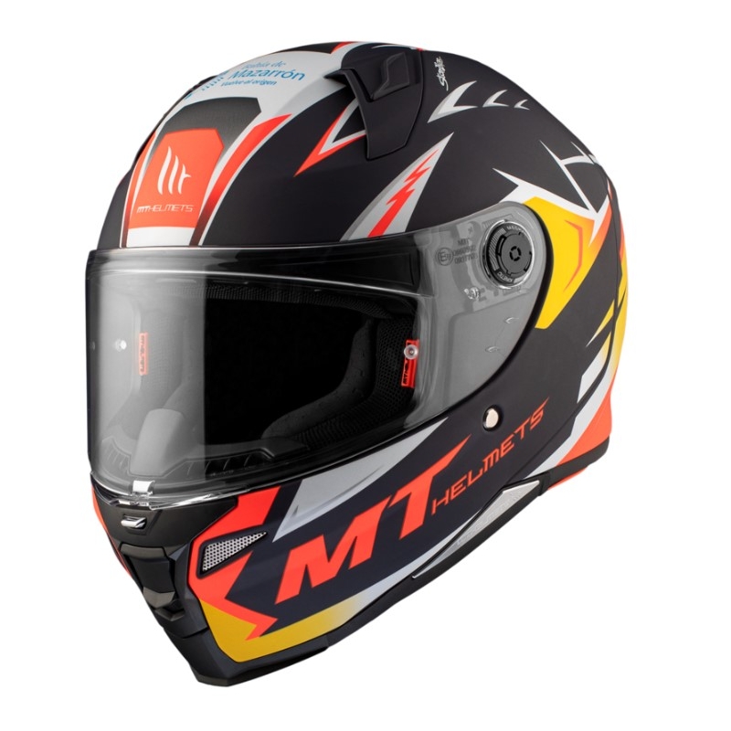 Integrálna prilba na motocykel MT FF110 Revenge 2 S Acosta A37 čierno-oranžovo-biela matná
