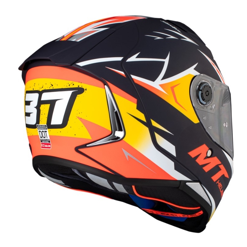Integrálna prilba na motocykel MT FF110 Revenge 2 S Acosta A37 čierno-oranžovo-biela matná