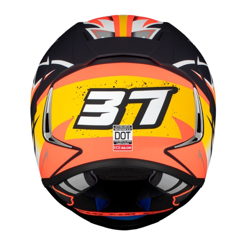 Integrálna prilba na motocykel MT FF110 Revenge 2 S Acosta A37 čierno-oranžovo-biela matná