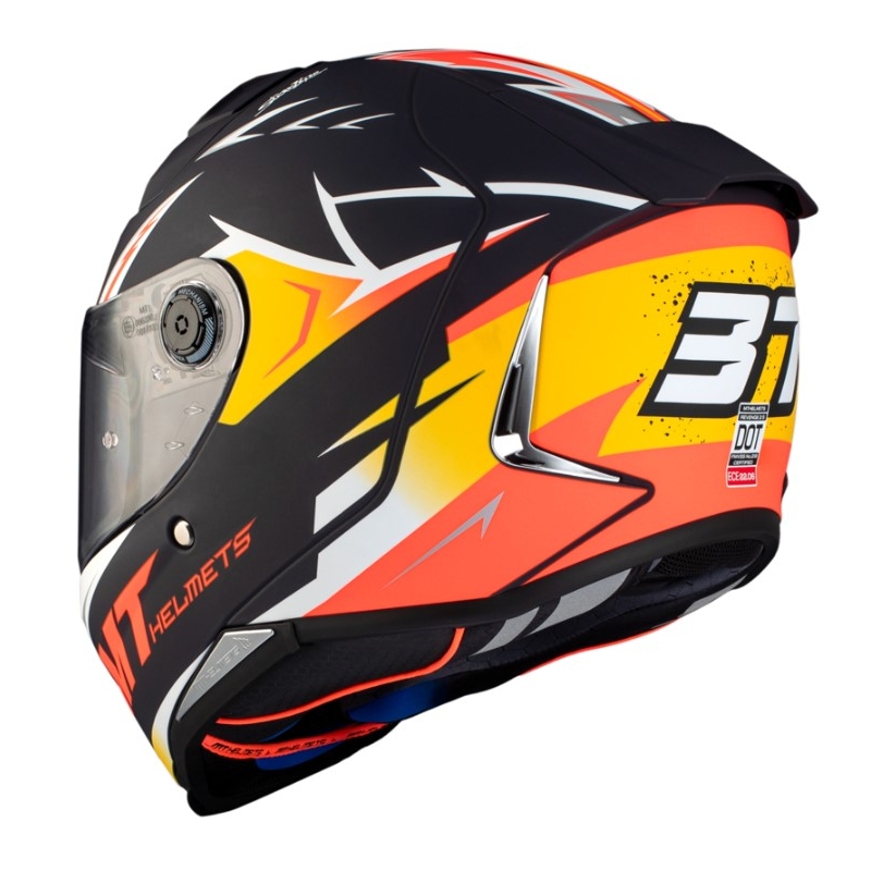 Integrálna prilba na motocykel MT FF110 Revenge 2 S Acosta A37 čierno-oranžovo-biela matná