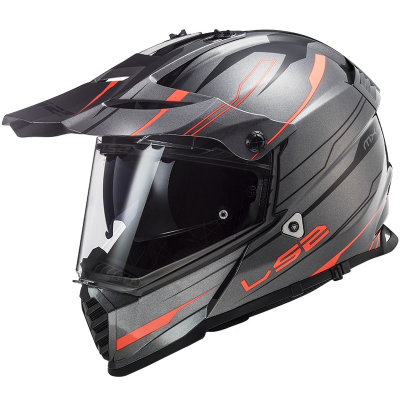 Enduro prilba LS2 MX436 Pioneer EVO Knight titánovo-oranžová