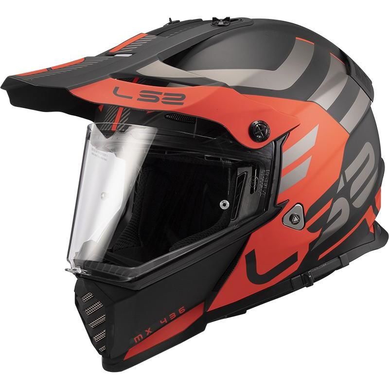 Enduro prilba LS2 MX436 Pioneer Evo Adventurer čierno-oranžová matná