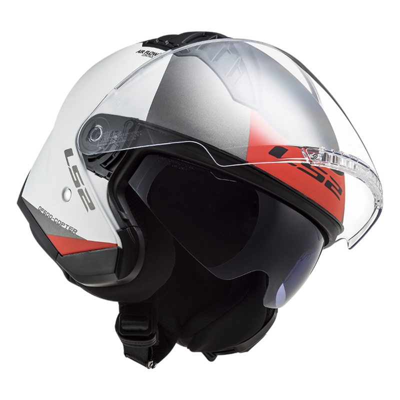 Otvorená prilba na motocykel LS2 OF600 Copter II Urbane 06 bielo-červená
