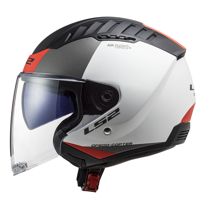 Otvorená prilba na motocykel LS2 OF600 Copter II Urbane 06 bielo-červená