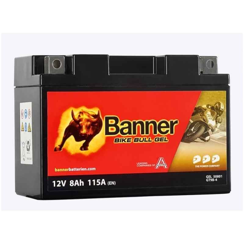 Gélová batéria Banner Bike Bull Gel 12V, YT9B-4, 8AH, 115A