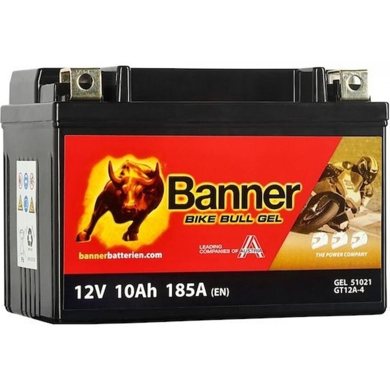 Gélová batéria Banner Bike Bull Gel 12V, YT12A-BS, 10AH, 185A