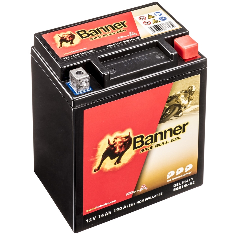 Gélová batéria Banner Bike Bull Gel 12V, YTX14AHL-BS/YB14L-A2, 14AH, 185A