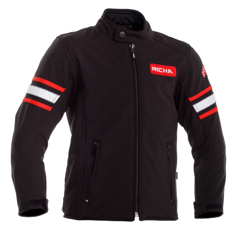 Detská bunda na motocykel RICHA Toulon 2 Softshell čierno-červená výpredaj