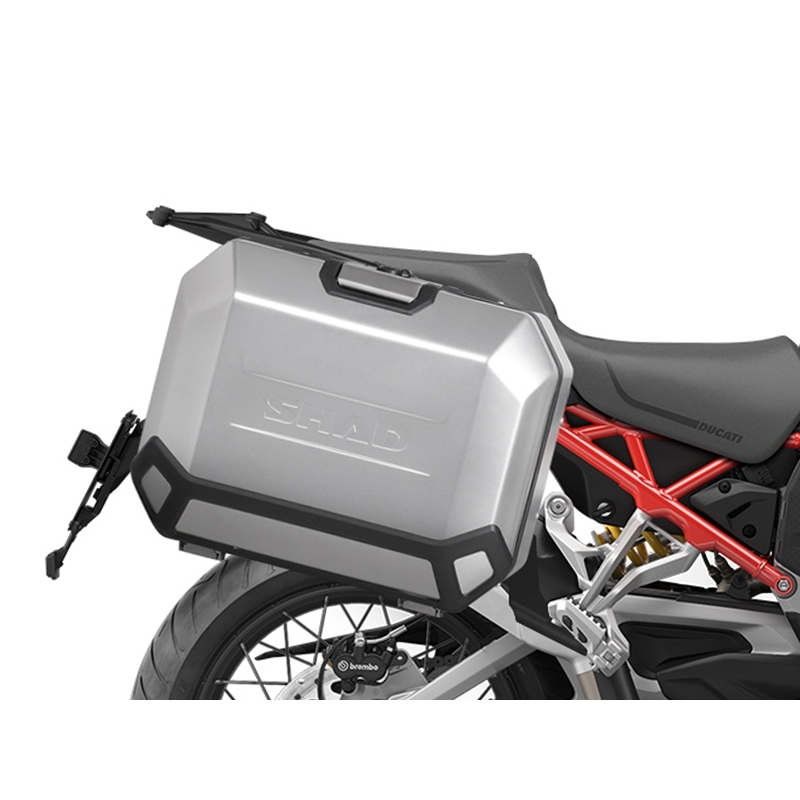 Kompletná sada bočných hliníkových kufrov SHAD TERRA, 36/47 litrový bočné kufre, vrátane montážnej sady SHAD Ducati Multistrada 1200 V4