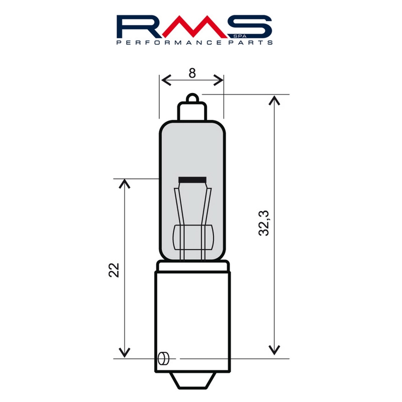 Žiarovka RMS 12V 21W, 90° 10 ks biela
