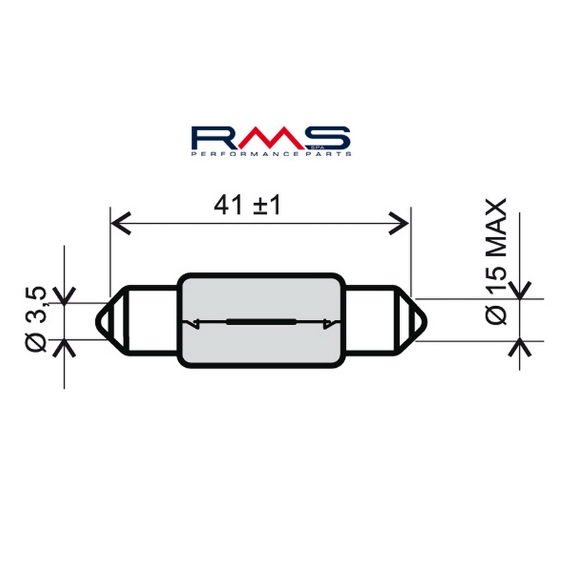 Žiarovka RMS 12V 15W, T15X44 S8.5 biela