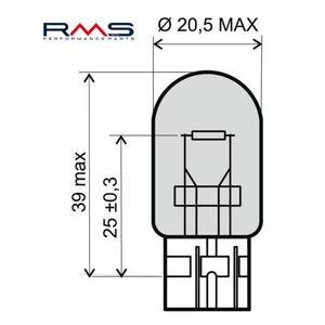 Žiarovka RMS 246510395 12V 21W, T20 oranžová