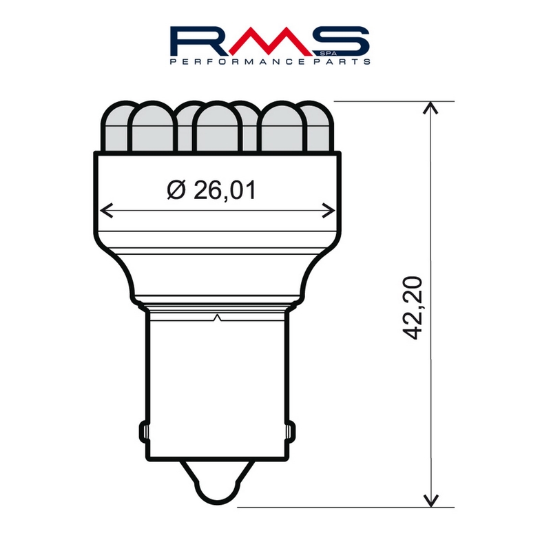 Žiarovka RMS 12V 12 Led, BA15S S25 modrá