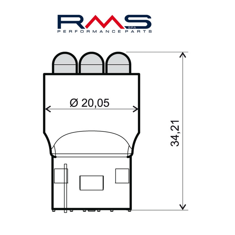 Žiarovka RMS 12V 6 Led, T20 modrá (2ks)