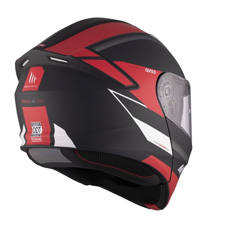 Odklápacia prilba na motocykel MT Genesis SV Cave A5 čierno-bielo-červená matná