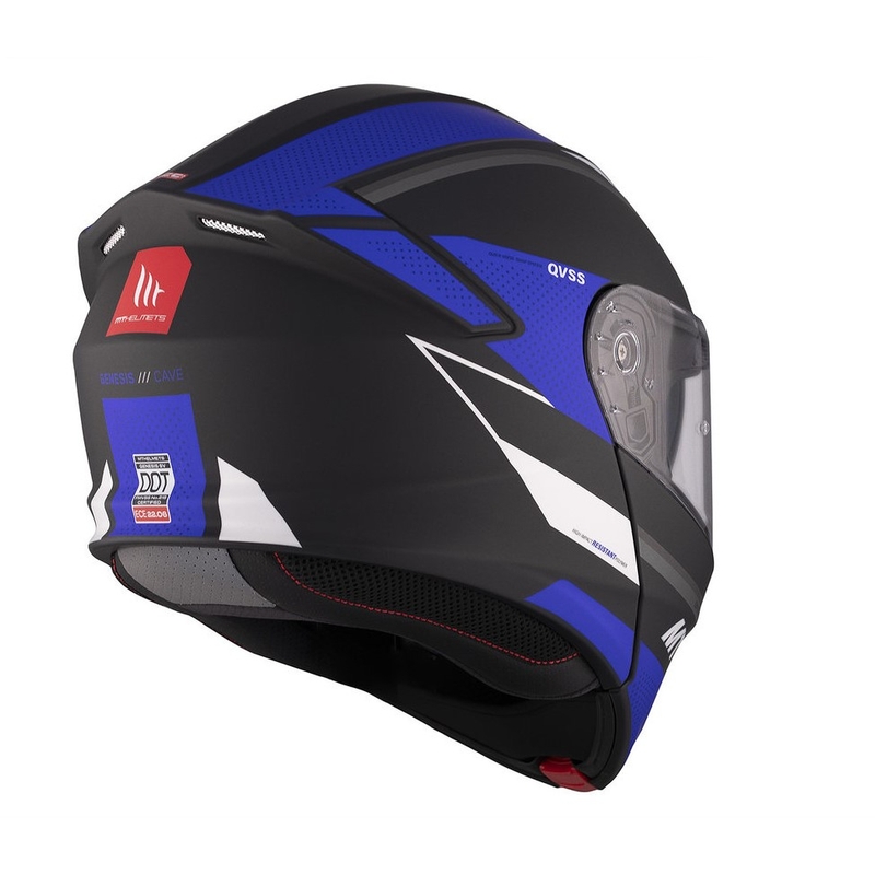 Odklápacia prilba na motocykel MT Genesis SV Cave A7 čierno-bielo-modrá matná