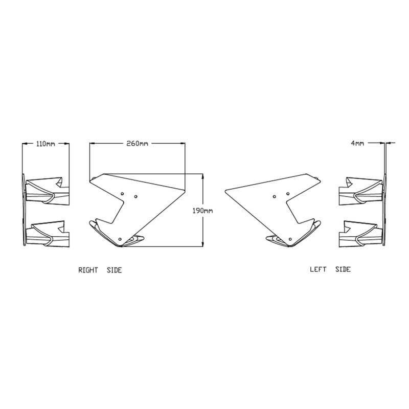 Bočné spojlery PUIG DOWNFORCE čierna pre KTM Super Duke 1290 / R 2020-2024, KTM Super Duke 1290 RR 2022-2024