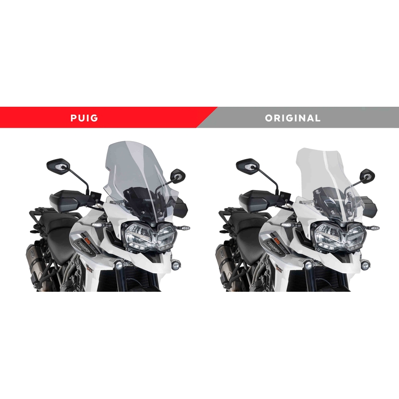Plexi štít PUIG TOURING dymové pre TRIUMPH Tiger 1200 Explorer / GT Explorer 2018-2019