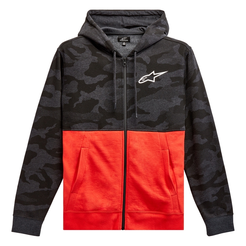 Mikina Alpinestars Camo Block Hoodie šedá camo-červená fluorescenčná