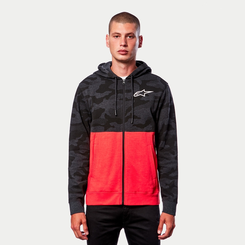 Mikina Alpinestars Camo Block Hoodie šedá camo-červená fluorescenčná