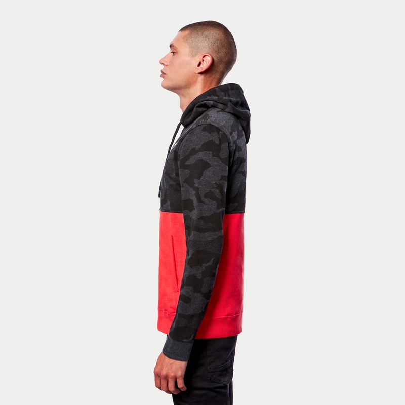 Mikina Alpinestars Camo Block Hoodie šedá camo-červená fluorescenčná